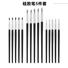 

5pcs Black Silicone Rubber Tip Paint Brushes Set for Craft Nail Pen Brushes Painting Polymer Clay Sculpting Fimo Modelling Tools