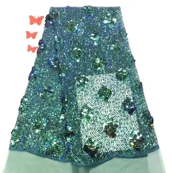 

Bling French Mesh Lace Fabrics For Evening Dress With Embroidered Flowers 2020 High Quality African Lace With Sequins