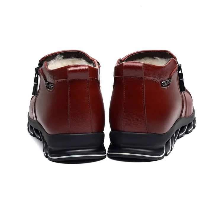 Whoholl Men's Genuine Leather Winter Boots Wool Men's Fur Leisure Shoes Warm Men Shoes Fashion Snow Boots Zapatos Hombre Rubber