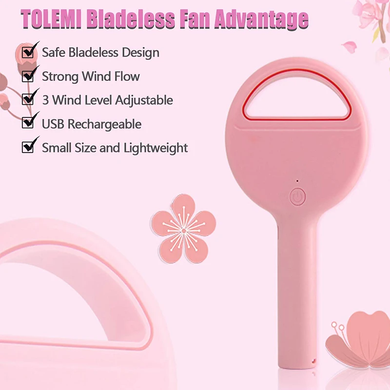 

Personal Fan Handheld Bladeless Fan Cooler Rechargeable Electric Fan Wireless Desktop Fan For Home Office Travel Camping Hiking