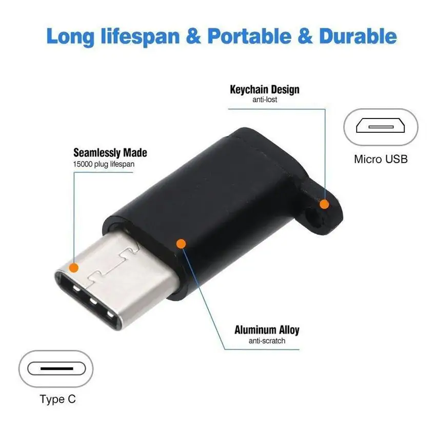 

5 Colors Choice Micro USB to USB C Type C Female Adapter Converter USB 3.1