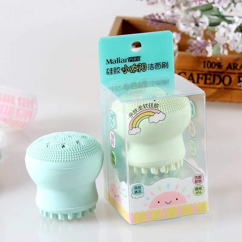 

Silicone Sponge Face Cleansing Brush Small Sun Cleansing Brush Double Head Cleansing Jellyfish Small Octopus Wash Brush NEW