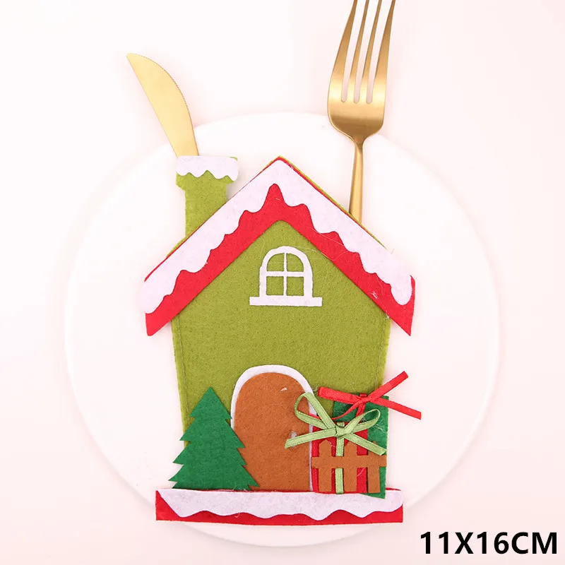 Новогодняя Рождественская шляпа посуда нож вилка коврик рождественские украшения рождественские украшения для дома Noel подарок - Цвет: 27-Bow  house