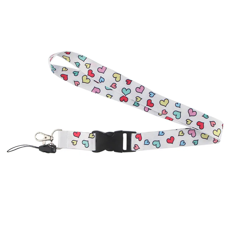 P3983 24 шт/лот Модный Цветной брелок в форме сердца Lanyards держатель удостоверения личности ID карта Пропуск Тренажерный зал мобильный телефон ключ ремень