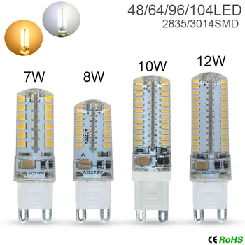 

6Pcs/Lot G9 Led Candle Bulb LED G4 Corn Lamp 24 48 64 69 104Leds Energy Saving Light Bulb 220V for Home Chandelier Lighting