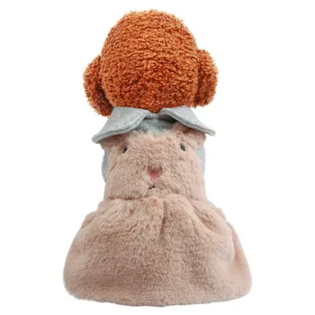 

Elegant Pink Winter Dog Dress Faux Plush Pet Dog Clothes Winter Warm Small Dog Strap Dress Clothing Pet Coat Warm Skirt OZ