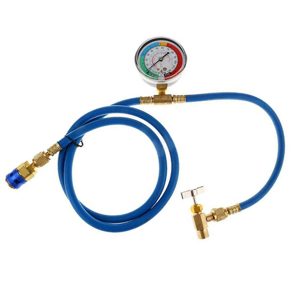 R134A R22 R12 Car AC Air Conditioning Refrigerant Recharge Measuring Hoses With Pressure Gauge