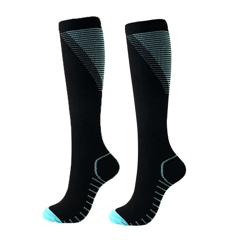 Men Women Knee High/Long Compression Socks Support Stretch Outdoor Running Snowboard Solid Color Long Socks 15-20 mmHg