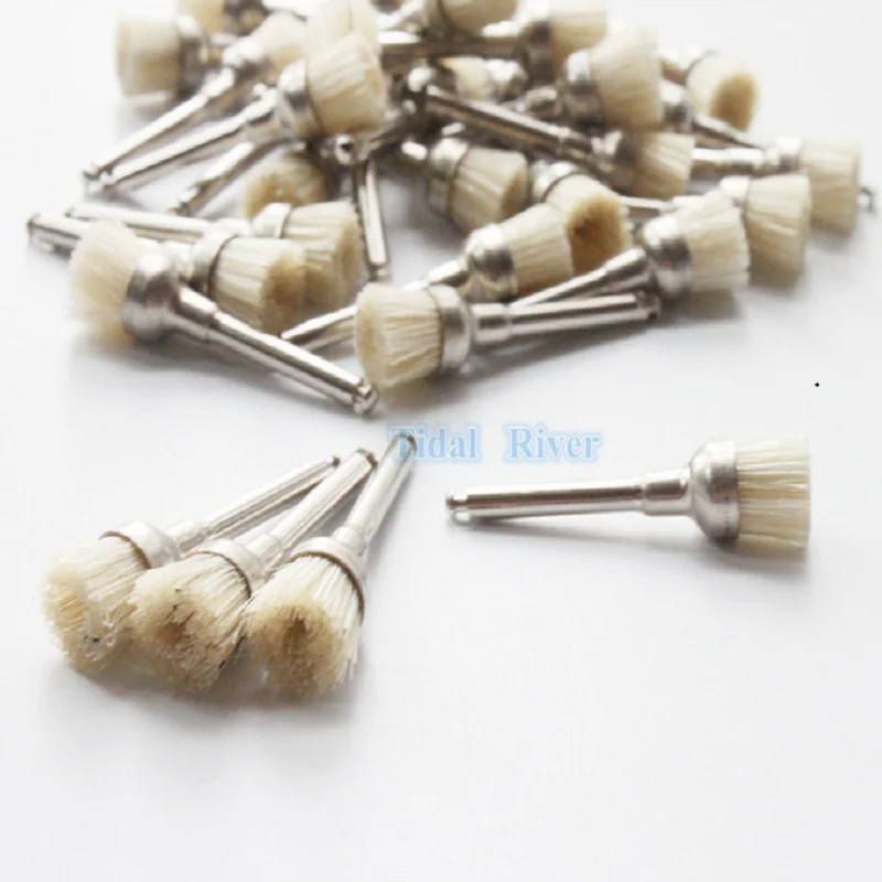 100/pcs Dental Polishing Brush Latch Type Flat White Bristle Prophy
