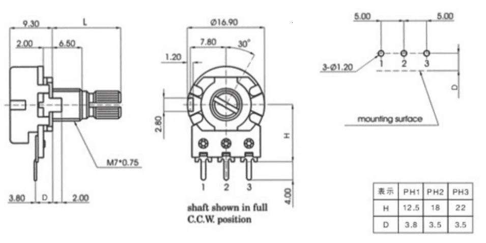 Потенциометр 50 5 10 K 100 K OHM WH148 3Pin 15 миллиметров оси фильтра 3 B10K линейный переход роторный терминал для Arduino diy