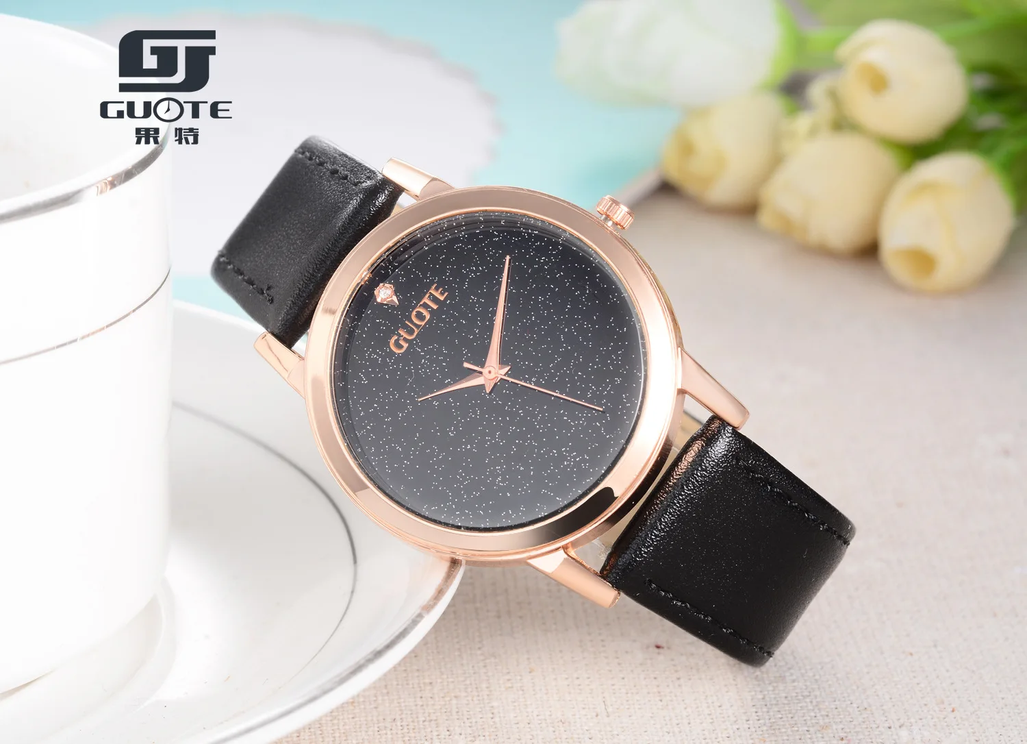 

Guote Fruit Special Hot Sales Ladies' Watch Stars Land Hide Substance Watch Strap Single Diamond Watch