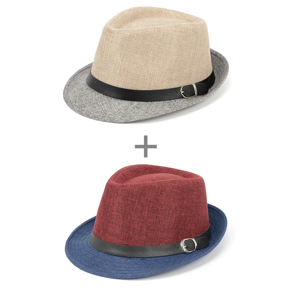 [AETRENDS] Мужская джазовая шляпа Панама шляпа-федора шапки Z-5310 - Цвет: Beige and Red