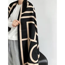 2021 Spring And Autumn Imitation Cashmere Shawl Silk Scarf With Warm Tassel Geometric Scarf