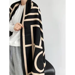 2021 Spring And Autumn Imitation Cashmere Shawl Silk Scarf With Warm Tassel Geometric Scarf