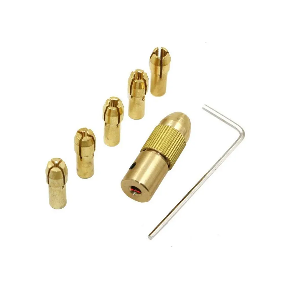 7pcs Mini Brass Drill Collet Chuck Adapter 0.5 3mm Electric Grinder