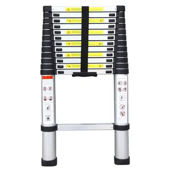 

10.5 Feet Aluminum Telescoping Ladder Extension Ladder High Quality Aluminum Stretchable Ladder Black & Silver