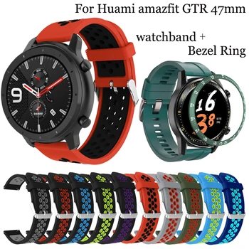 

Bezel Ring Styling Frame For Huami Amazfit GTR 47mm with Strap Watch Silicone Strap 22mm Smart Watch Wristband Accessories