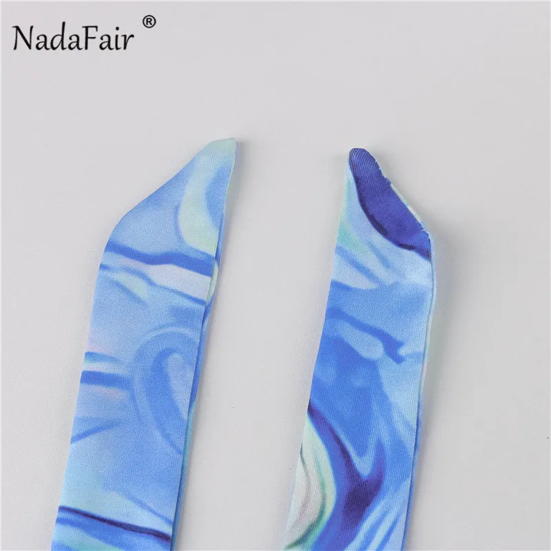 Nadafair Tie Dye Printed Mini Bodycon Dress Festival Outfits Party Club For Women Backless Halter Cut Out Sexy Summer Dress 2021