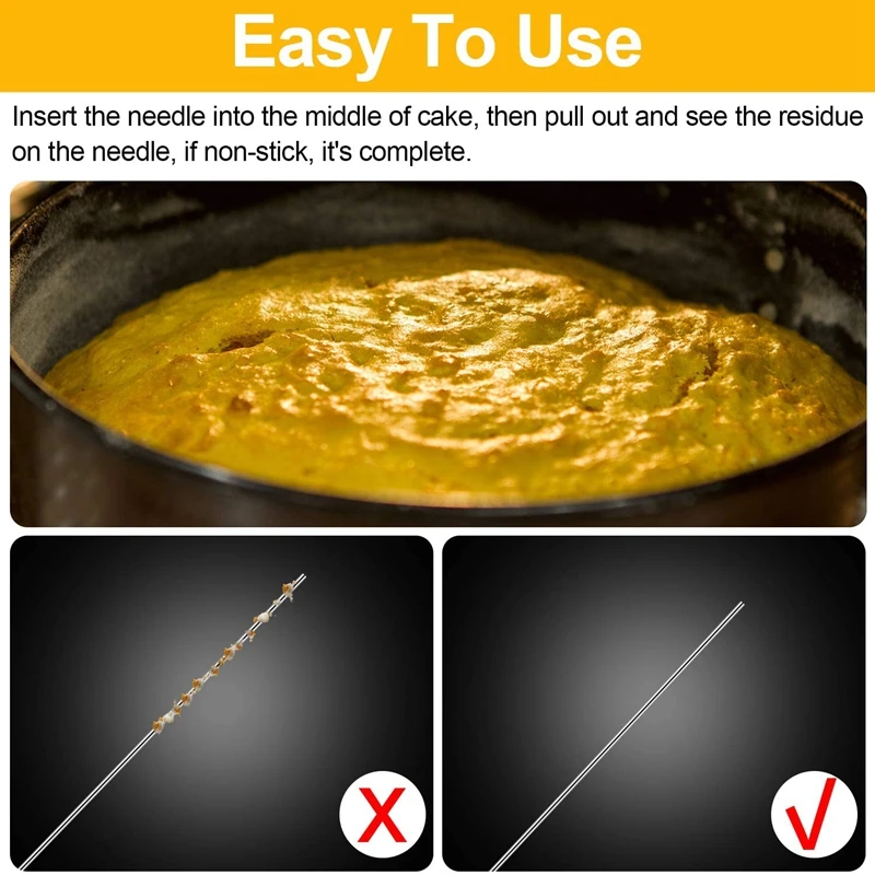 4PCS Cake Tester Needles Stainless Steel Cake Tester Skewer Needles Reusable Practical Cake Testing Needles for Bakery Tools
