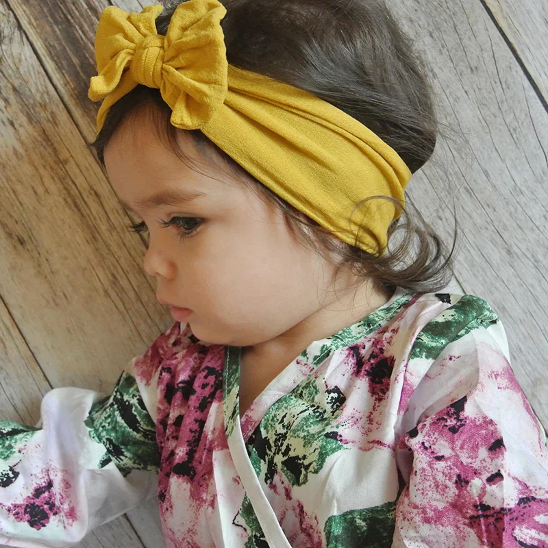 1pc Newborn Baby Headbands Headwear Baby Girl Elastic Hair Band Kids Toddler Turban Knotted Bow Hairband Shower Accessories