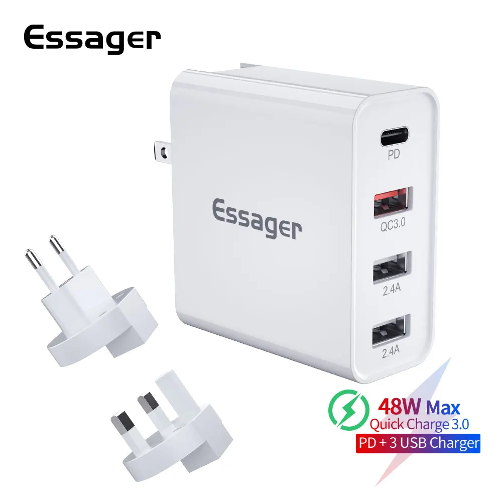 

Essager 48W Multi Quick Charge 3.0 USB Charger PD USB Type C QC3.0 QC Turbo Wall Fast Phone Charger For iPhone 11 Pro Max Xiaomi