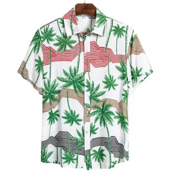

Blouse Mens Ethnic Short Sleeve Casual Printing Hawaiian Shirt men shirt Summer Male clothing tops Casual men shirt