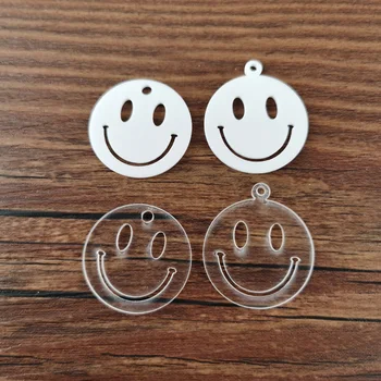 

Clear White Smiley acrylic tag,Transparent cute smiley face clothing tag ,sewing on Round labels tags,labels for Decor products
