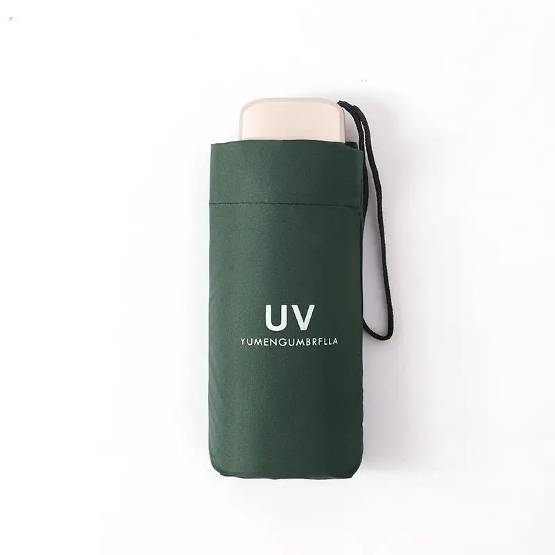 Карманный мини-зонтик Pongee Sunny Umbrella для женщин, Ультрафиолетовый зонтик для маленьких девочек, водонепроницаемый портативный зонтик для путешествий - Цвет: dark green