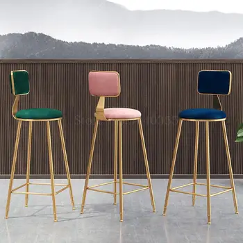 

European light luxury bar chair simple net red bar stool front coffee restaurant leisure back high stool