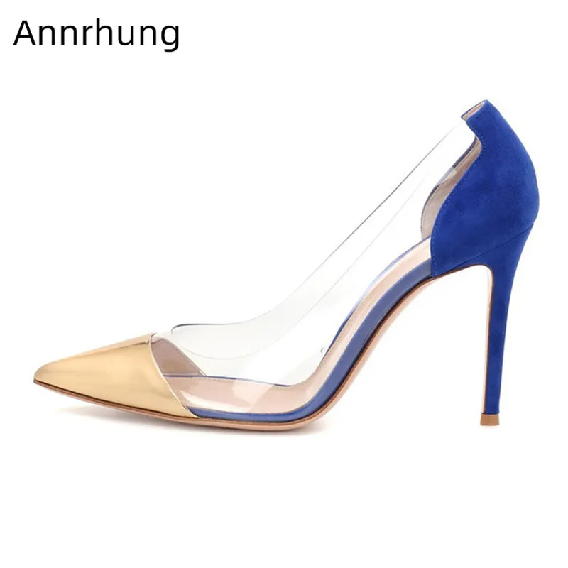 

Clear PVC Patchwork Pumps Women Mixed Color High Heels Sexy Pointed Toe 10cm Stiletto High Heels Dress Shoes Woman Ladies Heels