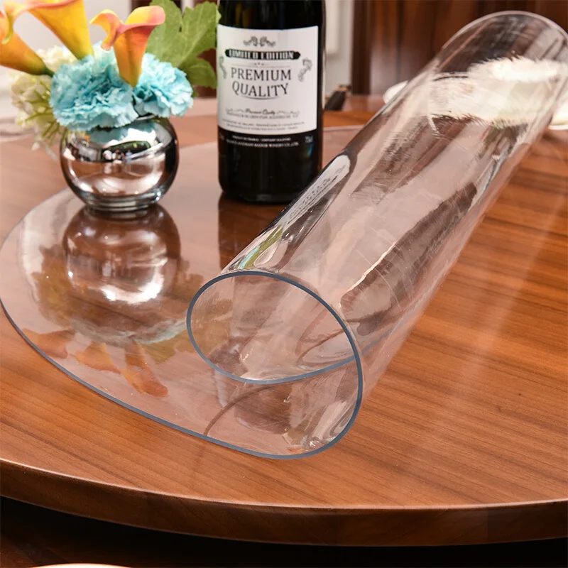 ПВХ водонепроницаемая скатерть круглая Прозрачная защитная скатерть для стола мягкая стеклянная крышка для обеденного стола пластиковый коврик 1,0 мм