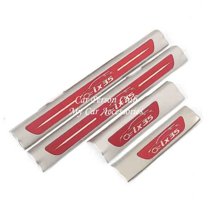05-Inner Red 4pcs Накладка на порог автомобиля из нержавеющей стали панель Накладка педали Задняя кромка платформы кузова для hyundai ix35 аксессуары - Цвет: 05-Inner Red 4pcs