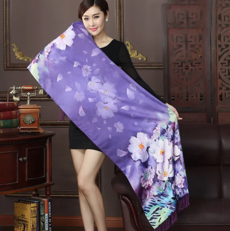 24 30 цветов картина маслом Cheongsam шаль Национальный Шарф женский Шелковый кашемировый шарф ретро свадьба Вечеринка палантин обертывания - Цвет: 24