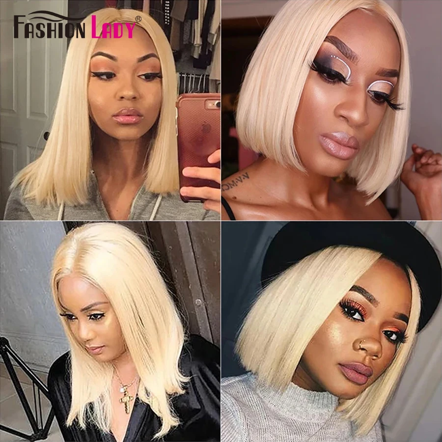 613 Bob Lace Frontal Wig 13x4 Human Hair Wigs With Baby Hair Brazilian Pre Plucked Blonde Lace Front Wig 613 Closure 4x4