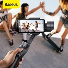 Baseus 3-axis cardan handheld sem fio bluetooth telefone cardan estabilizador para iphone tripé cardan smartphone estabilizador gimal