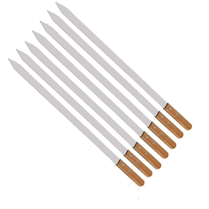 Lezed 20 Brochetas De Kebab De Acero Inoxidable Con Mango De Madera – Pinchos Reutilizables Para Barbacoa