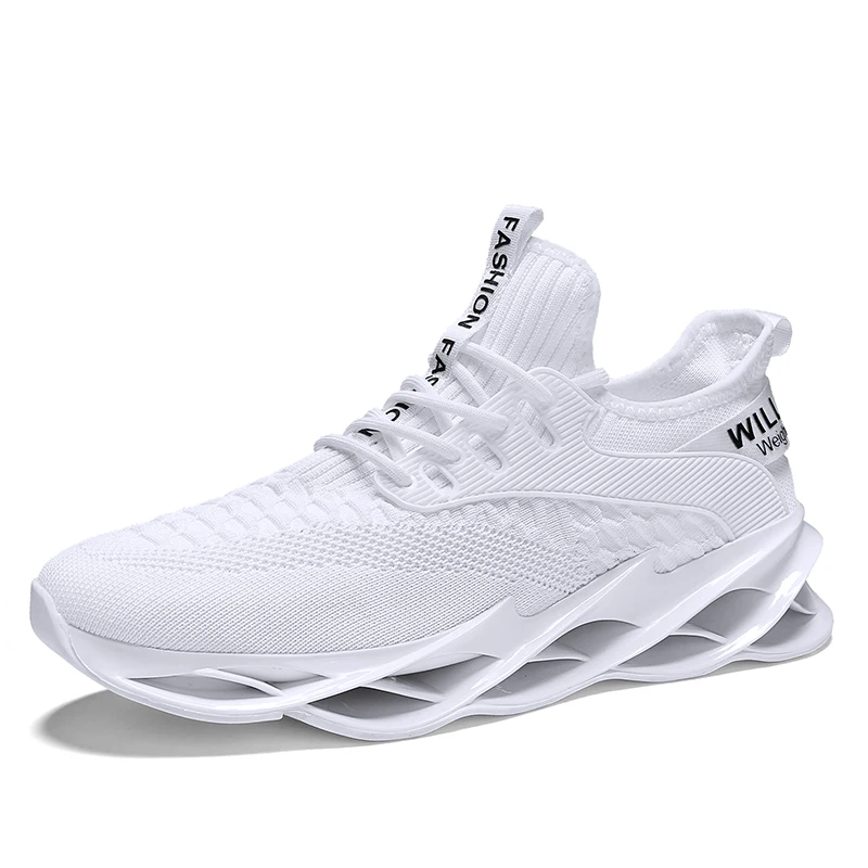 JINBAOKE Blade Running Shoes For Men Breathable Mesh Sneakers Non-Slip Cushioning Sole Athletic Sport Shoes Training Zapatills - Цвет: 1912White