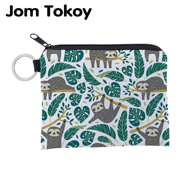 Jomtokoy Cute Sloth printing waterproof Purse Card Key Pouch Small Zipper Coin Holder Mini square wallet | Багаж и сумки