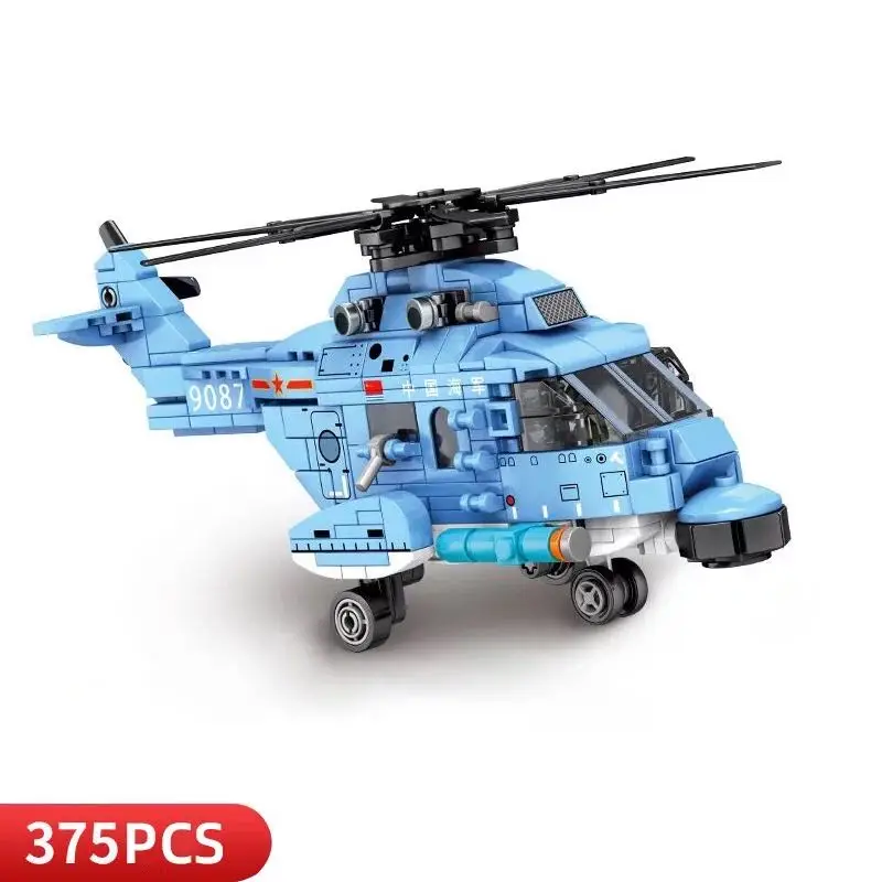 

SEMBO BLOCK Military Straight-18 Utility Helicopter Building Blocks Technic WW2 Plane City Police Soldier Bricks Toys for Boys