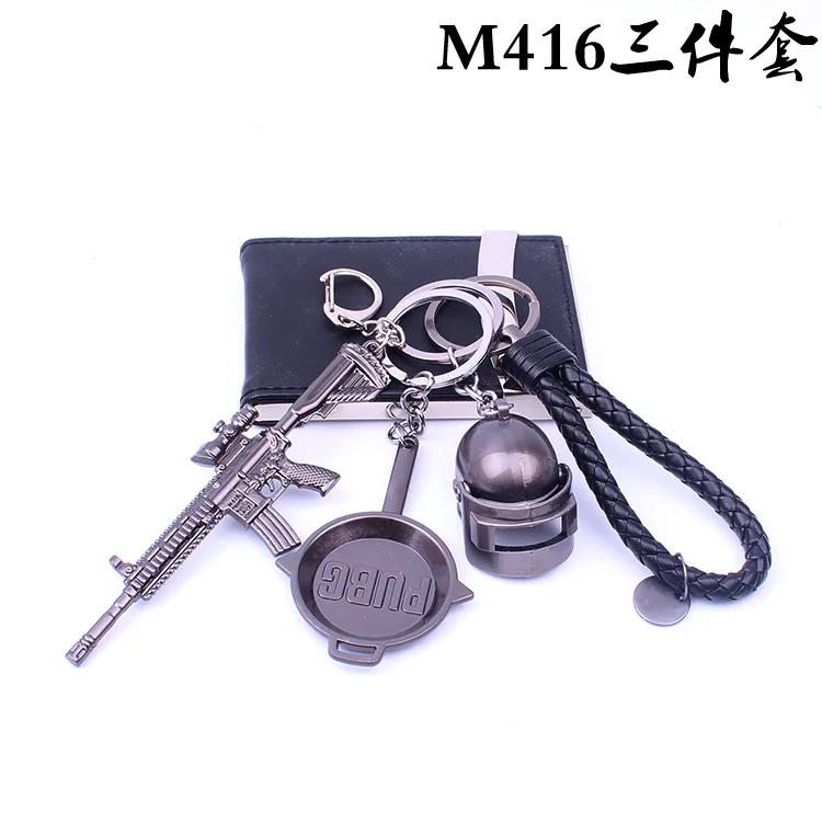 Stimulate Battlefield Level Three Helmet Flat-bottom Pot Pendant Keychain Chicken Game Related Products 7. 62mm Bullet Model