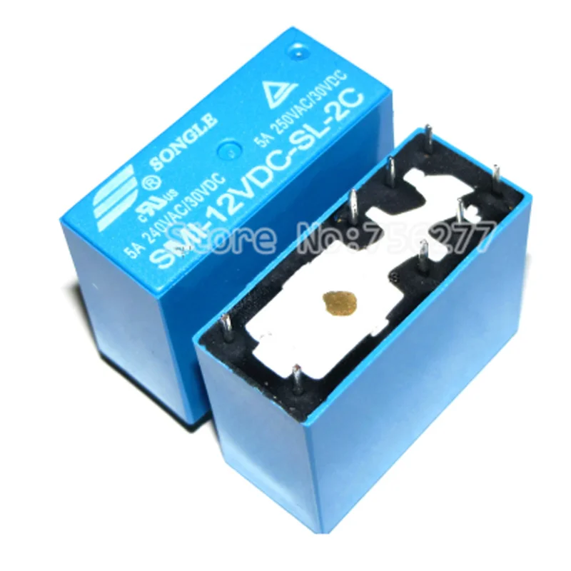 10 шт./лот Мощность реле SMI-05VDC-SL-2C SMI-12VDC-SL-2C SMI-24VDC-SL-2C 5 В 12 24 постоянного тока 5A/250VAC/30VDC