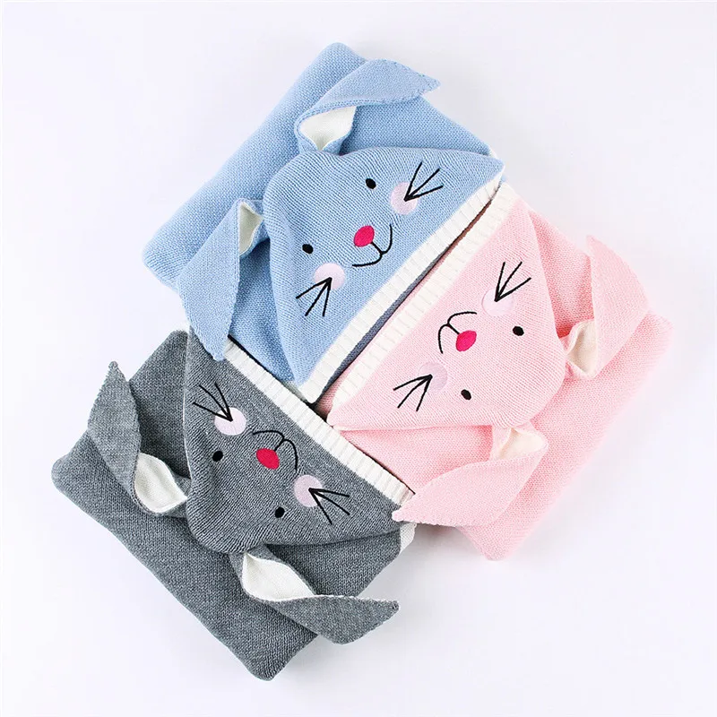 Baby stroller sleeping bag Winter Newborn Baby Warm Cartoon Knitt Swaddle Hooded Blankets Wrap Sleeping Bag baby blanket #4O22 (30)