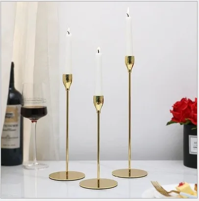

Northern European-Style INS Electroplated Columnar Candlestick Model Room Dining Room Table Decoration Fragrance Candlelight Din