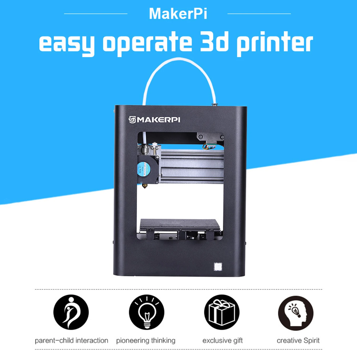 Настольный мини 3D принтер MakerPi M1 полностью собранный размер печати 100*100*100 мм