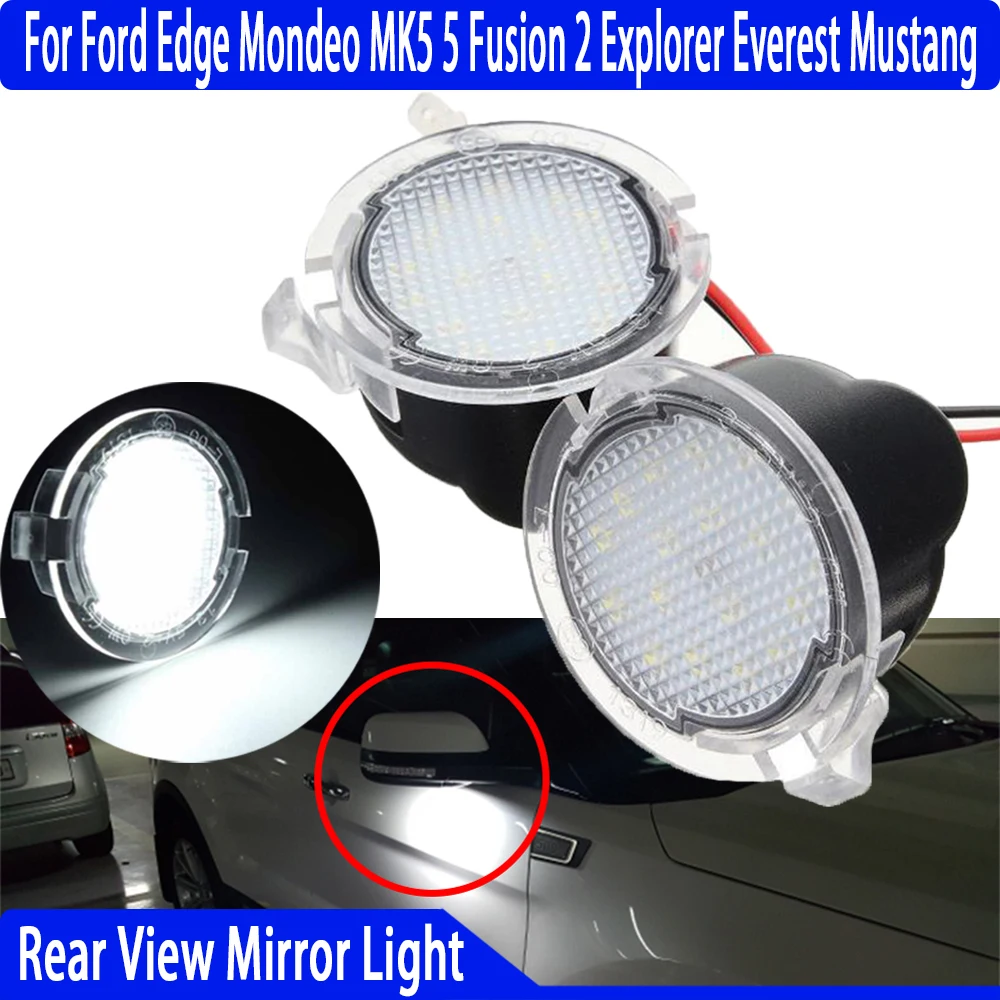 

2Pcs LED Car Rear View Mirror Light Warning Lamp 12V For Ford Edge Mondeo MK5 5 Fusion 2 Explorer Everest Mustang