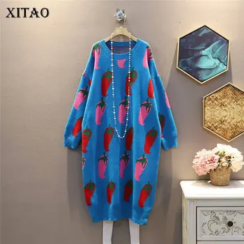 

XITAO Pattern Dress Fashion New Women Full Sleeve Loose 2020 Autumn Elegant Minority Casual Style Plus Size Dress Top DZL1724