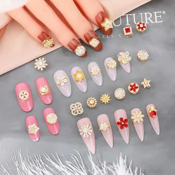 

Rotatable nail gems Japanese nail art crystal jewelry lotus inlaid rhinestone luxury nail art accessories 3D nail decorations