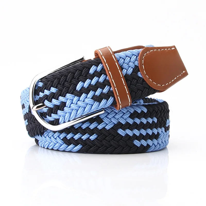 Blue black Для женщин и мужчин можно отрегулировать тренд Удобная однотонная ткань с фирменной роскошной пряжкой повседневный уличный тактический ремень - Цвет: Blue black
