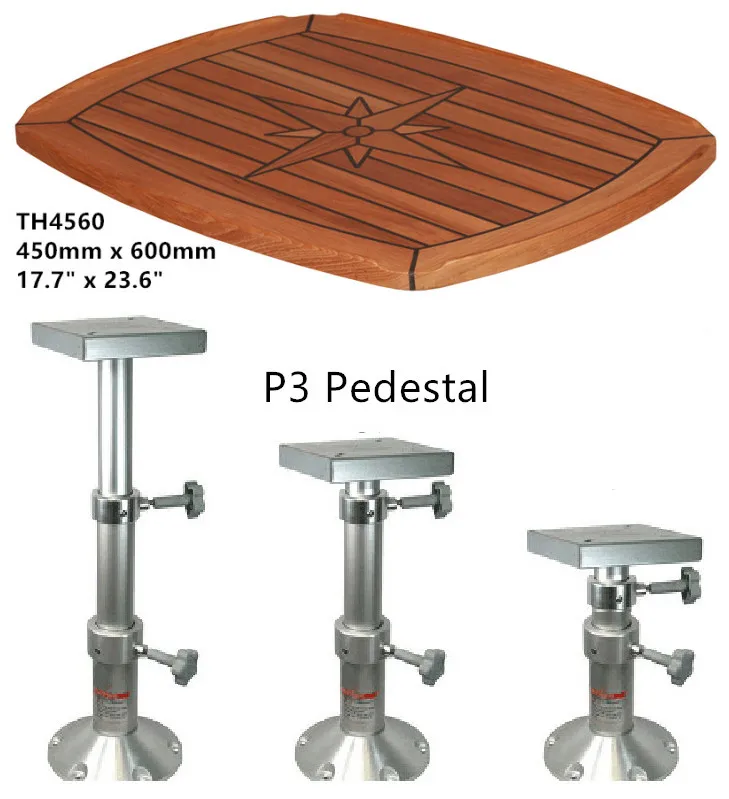 450mm x 600mm Teak Table Top Nautic Star Barrel Shaped Marine Boat RV Caravan TH4560 - Цвет: TH4560 And Pedestal