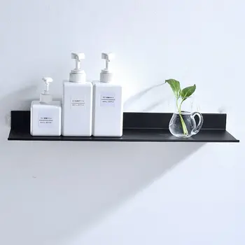 

30/40/50 Black Bathroom Wall Mount Bathroom Storage Rectangle Rack Mirror Space Aluminum Front Frame Wall Shelf MJ711